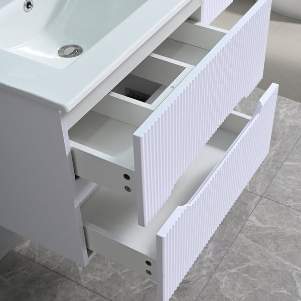 Leziter Masca chiuveta baie Trent 60 cu lavoar, 2 sertare, alb