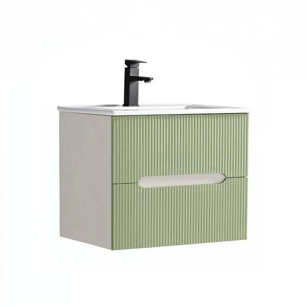 Leziter Masca chiuveta baie Trent 60 cu lavoar, 2 sertare, alb-verde deschis
