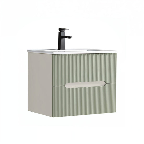 Leziter Masca chiuveta baie Trent 60 cu lavoar, 2 sertare, alb-verde
