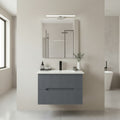 Leziter Set mobilier baie Trent 60 cu lavoar, oglinda, 2 sertare, 60x80 cm, gri antracit