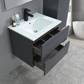 Leziter Set mobilier baie Trent 60 cu lavoar, oglinda, 2 sertare, 60x80 cm, gri antracit