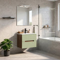Leziter Trent 60 dulap de baie inferior cu chiuvetă ceramică (2 sertare) stejar apus de soare-verde fistic