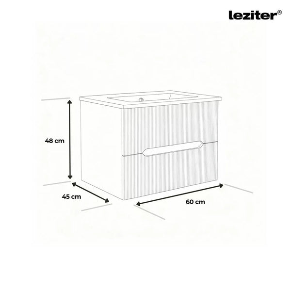 Leziter Masca chiuveta baie Trent 60 cu lavoar, 2 sertare, stejar apus de soare