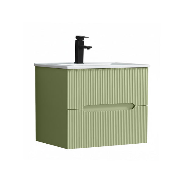Leziter Masca chiuveta baie Trent 60 cu lavoar, 2 sertare, verde deschis