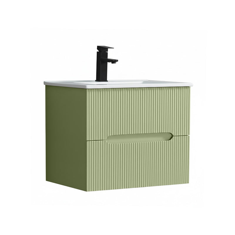 Leziter Masca chiuveta baie Trent 60 cu lavoar, 2 sertare, verde deschis