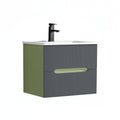 Leziter Trent 60 dulap de baie inferior cu chiuvetă ceramică (2 sertare) verde fistic-gri antracit