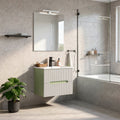 Leziter Masca chiuveta baie Trent 60 cu lavoar, 2 sertare, verde deschis-alb