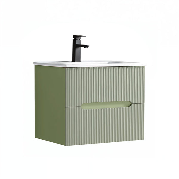 Leziter Trent 60 dulap de baie inferior cu chiuvetă ceramică (2 sertare) verde fistic - verde oliv