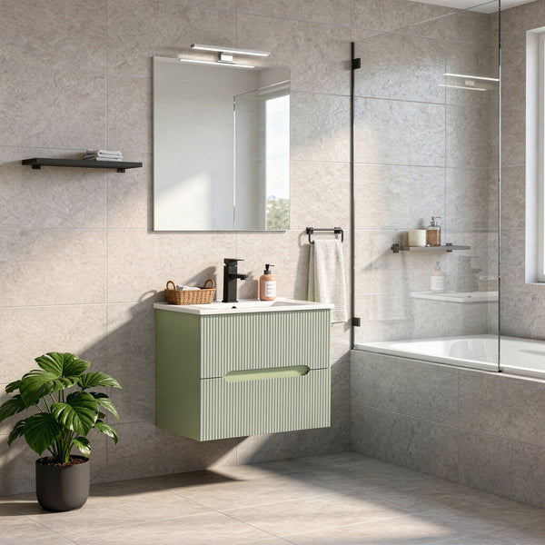 Leziter Trent 60 dulap de baie inferior cu chiuvetă ceramică (2 sertare) verde fistic - verde oliv