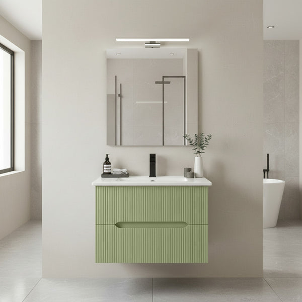 Leziter Masca chiuveta baie Trent 60 cu lavoar, 2 sertare, verde deschis