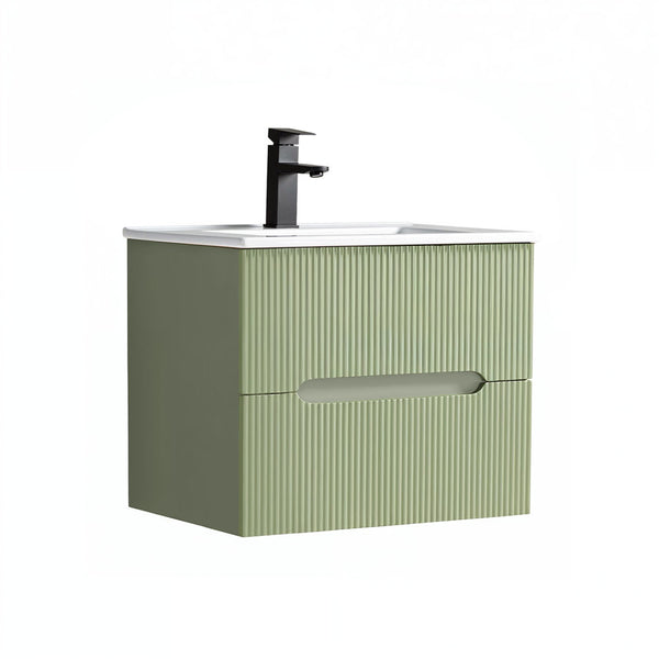 Leziter Trent 60 dulap de baie inferior cu chiuvetă ceramică (2 sertare) verde măslin verde fistic