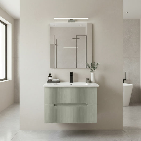Leziter Masca chiuveta baie Trent 60 cu lavoar, 2 sertare, verde