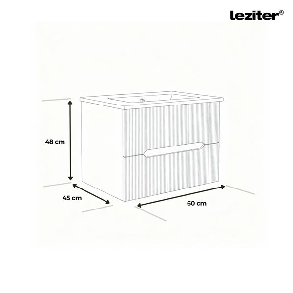Leziter Masca chiuveta baie Trent 60 cu lavoar, 2 sertare, verde