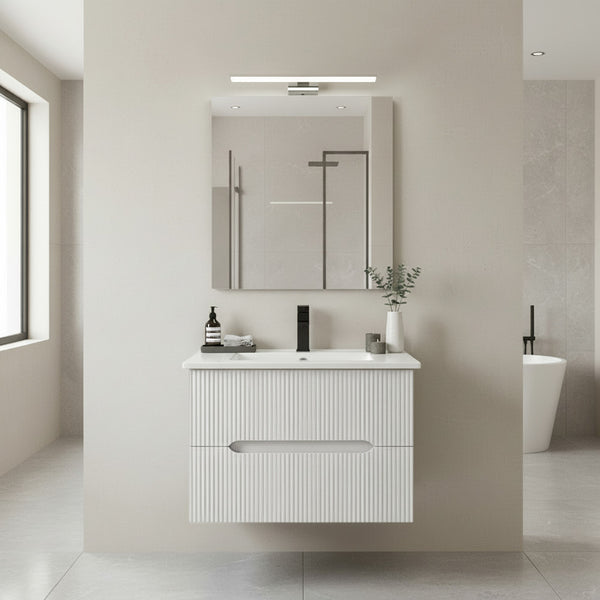 Leziter Set mobilier baie Trent 60 cu lavoar, oglinda, 2 sertare, 60x80 cm, alb