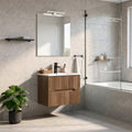 Leziter Set mobilier baie Trent 60 cu lavoar, oglinda, 2 sertare, 60x80 cm, stejar apus de soare