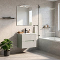 Leziter Set mobilier baie Trent 60 cu lavoar, oglinda, 2 sertare, 60x80 cm, verde-alb