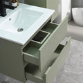 Leziter Set mobilier baie Trent 60 cu lavoar, oglinda, 2 sertare, 60x80 cm, verde