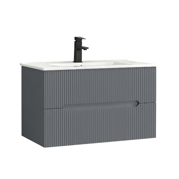 Leziter Masca chiuveta baie Trent 80 cu lavoar, 2 sertare, gri antracit