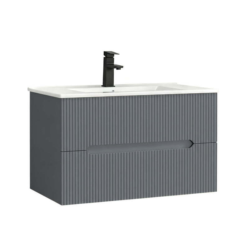 Leziter Masca chiuveta baie Trent 80 cu lavoar, 2 sertare, gri antracit