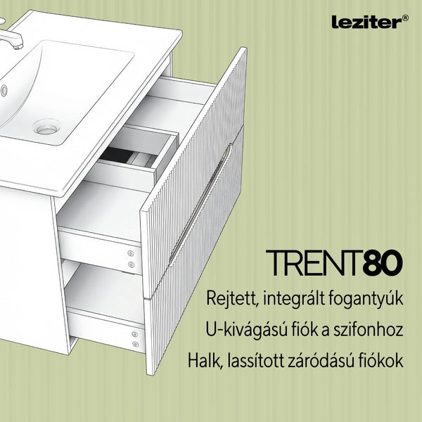 Leziter Trent 80 dulap de baie inferior cu chiuvetă ceramică (2 sertare) gri antracit-verde fistic