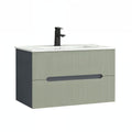 Leziter Trent 80 dulap de baie inferior cu chiuvetă ceramică (2 sertare) gri antracit-verde-oliv