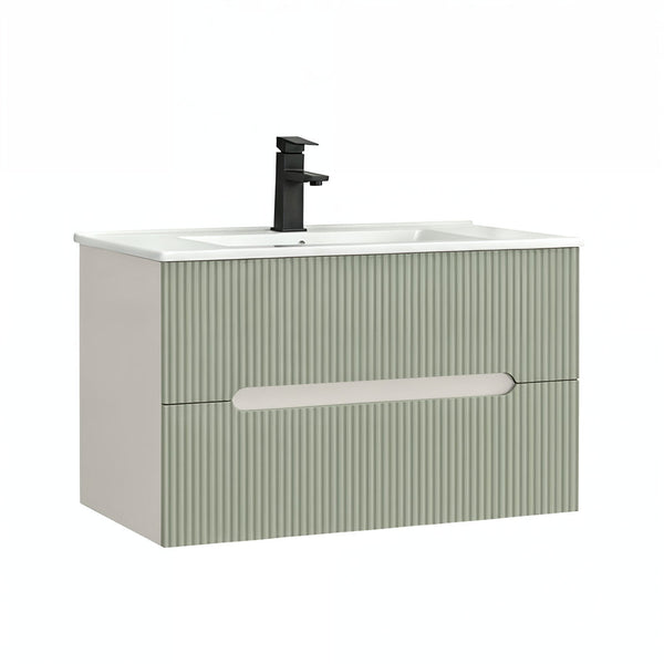 Leziter Masca chiuveta baie Trent 80 cu lavoar, 2 sertare, alb-verde