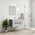 Leziter Set mobilier baie Trent 80 cu lavoar, oglinda, 2 sertare, 60x80 cm, antracit gri-alb