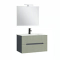 Leziter Trent Mobilier de baie 80 cm lavoar ceramic (2 sertare) cu oglindă 60x80 cm gri antracit-verde-oliv