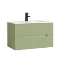Leziter Masca chiuveta baie Trent 80 cu lavoar, 2 sertare, verde deschis