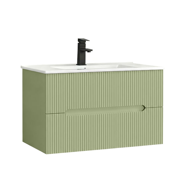 Leziter Masca chiuveta baie Trent 80 cu lavoar, 2 sertare, verde deschis