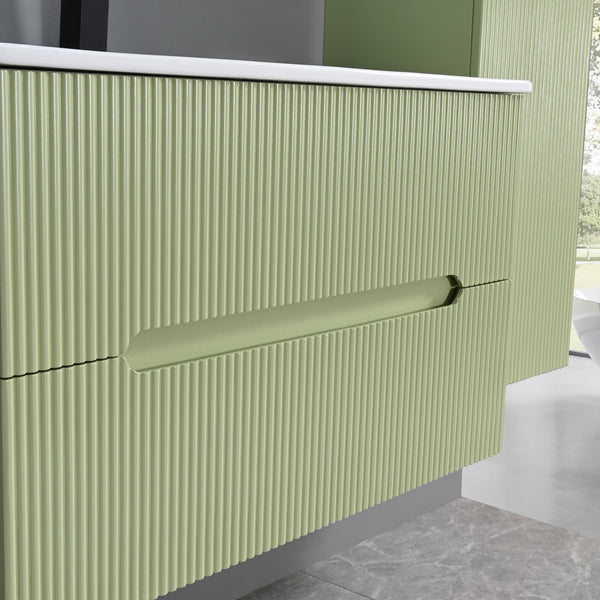 Leziter Masca chiuveta baie Trent 80 cu lavoar, 2 sertare, verde deschis