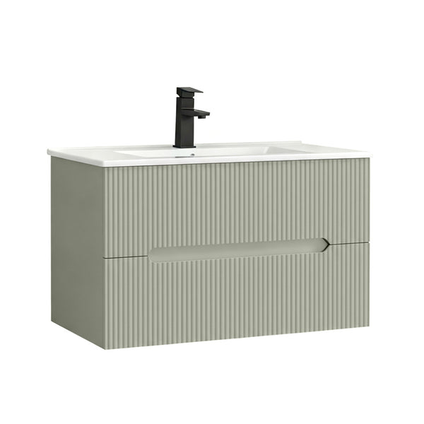 Leziter Masca chiuveta baie Trent 80 cu lavoar, 2 sertare, verde