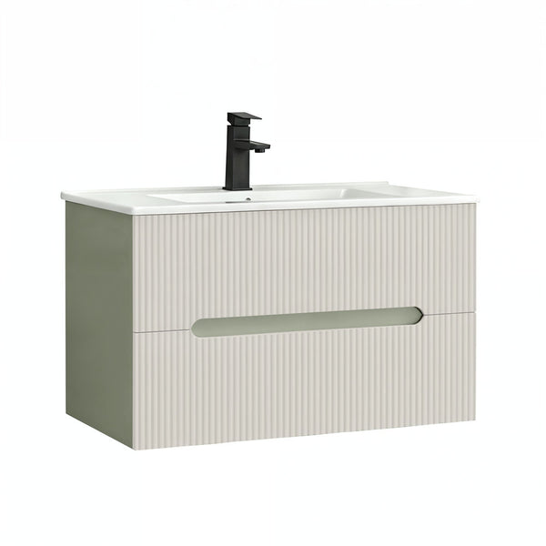 Leziter Masca chiuveta baie Trent 80 cu lavoar, 2 sertare, verde-alb