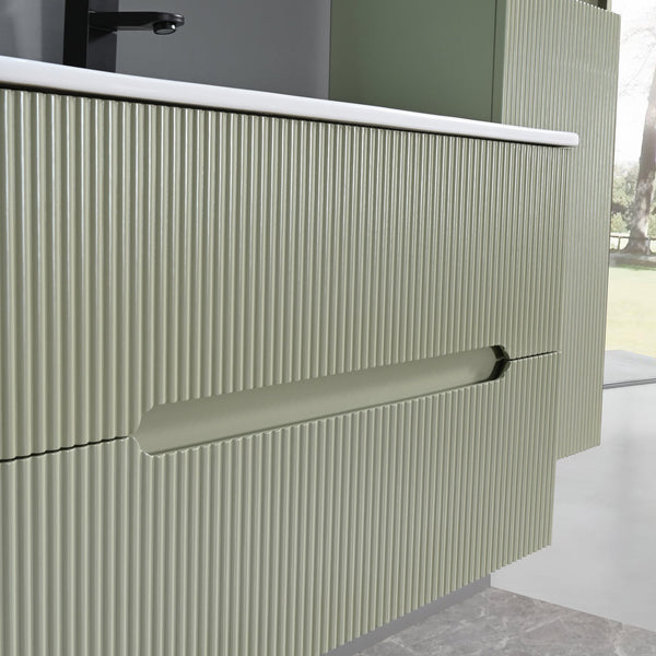 Leziter Masca chiuveta baie Trent 80 cu lavoar, 2 sertare, verde