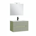 Leziter Trent Mobilier de baie 80 cm chiuvetă ceramică (2 sertare) cu oglindă 60x80 cm verde fistic-verde-oliv
