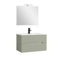Leziter Set mobilier baie Trent 80 cu lavoar, oglinda, 2 sertare, 60x80 cm, verde