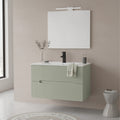 Leziter Set mobilier baie Trent 80 cu lavoar, oglinda, 2 sertare, 60x80 cm, verde