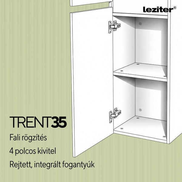 Leziter Dulap baie suspendat Trent, lateral, stejar alb-sunset