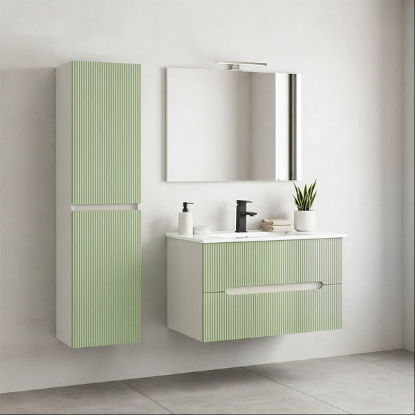 Leziter Dulap baie suspendat Trent, lateral, alb-verde deschis
