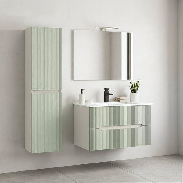 Leziter Dulap baie suspendat Trent, lateral, alb-verde