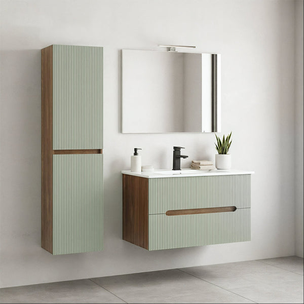 Leziter Trent suspendat side cabinet apus de soare stejar verde de măsline