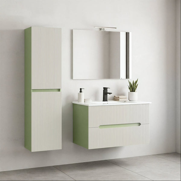 Leziter Dulap baie suspendat Trent, lateral, lumina verde-alb