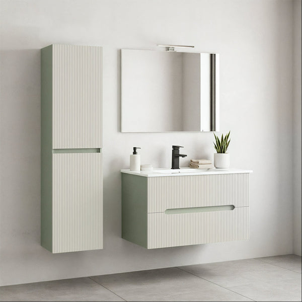Leziter Dulap baie suspendat Trent, lateral, verde-alb