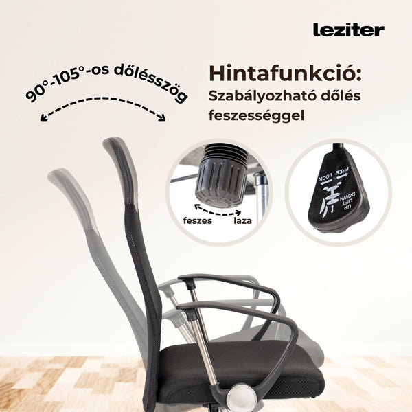 Leziter Scaun rotativ ergonomic de birou Fit, negru