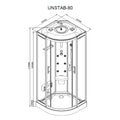 Leziter Cabina dus cu hidromasaj Vital Black 80x80 cm, curbata, negru
