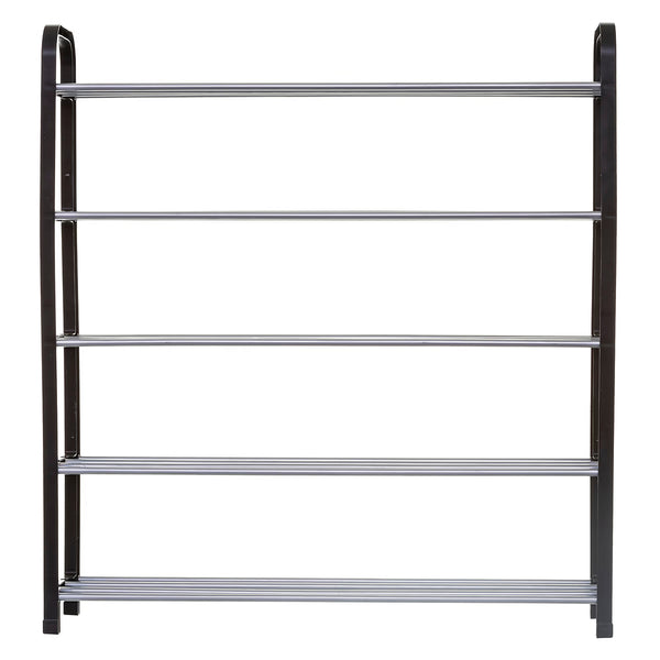 Etajera pantofi 5Five din metal si plastic, 4 niveluri pentru 16 perechi, 70x19x76 cm, negru