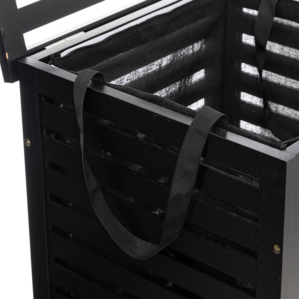 Cos rufe 5Five Sicela din lemn MDF, capacitate 65 litri, 40x40x58 cm, negru
