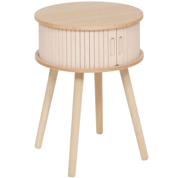 Noptiera rotunda Atmosphera Nysos cu 2 usi glisante si raft interior, 40x54 cm, crem natur