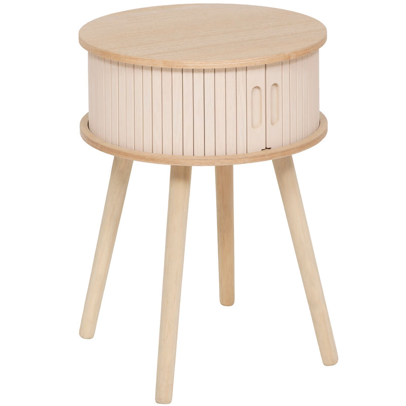Noptiera rotunda Atmosphera Nysos cu 2 usi glisante si raft interior, 40x54 cm, crem natur