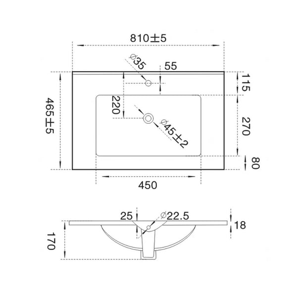 Leziter V952 - Lavoar cu design plat 18x81x46 cm